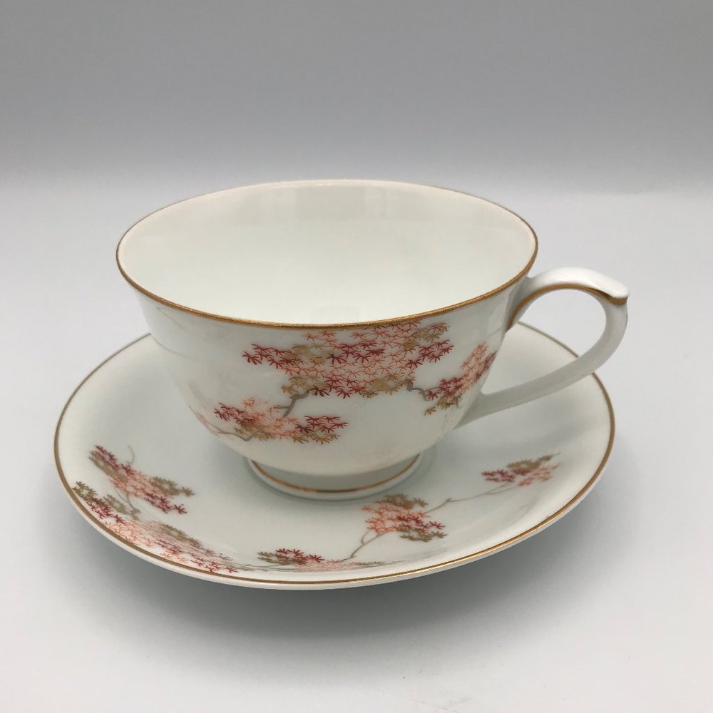 Vintage Fukagawa Arita Teacup & Saucer Japanese Maple China Hand Painted